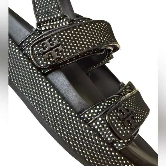 NIB TORY BURCH Kira sport sandal perfect black/ new ivory size 9.5 - Picture 3 of 7